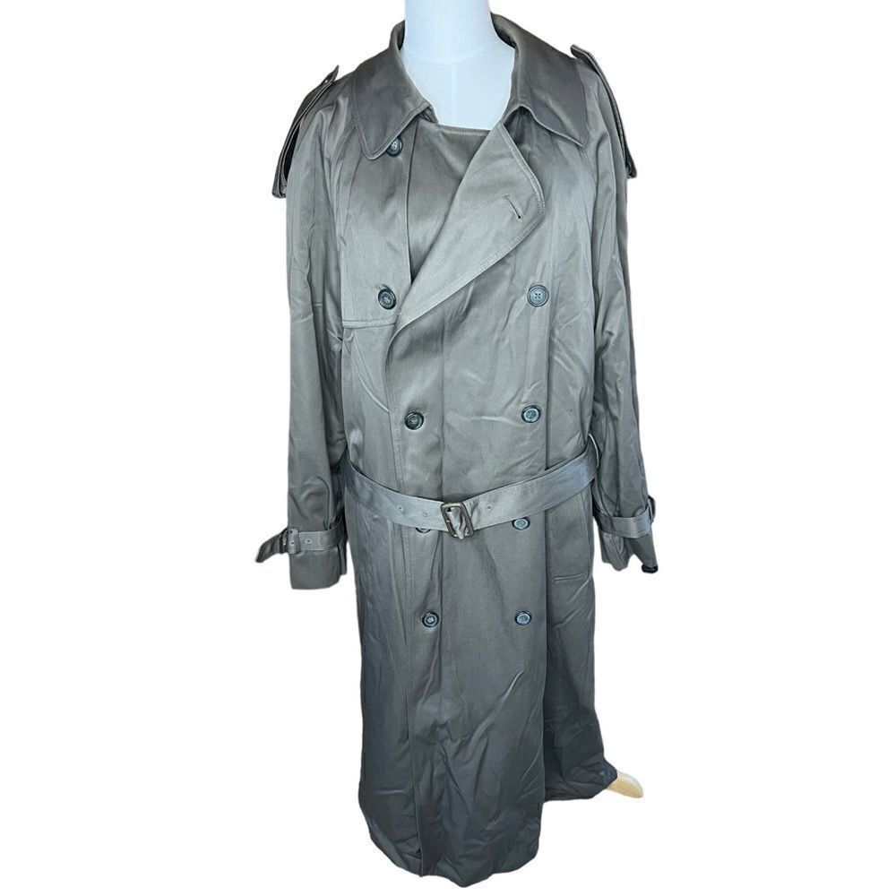 London Fog Men’s Double Breasted Lined Trench Coat Olive Green Size 42 Long